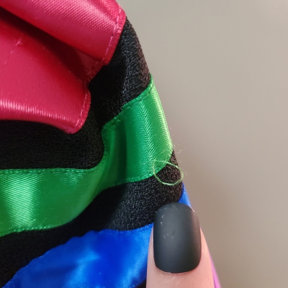 MAGGY LONDON | Vintage Satin Striped Cropped Rainbow Jacket - Picture 7 of 12